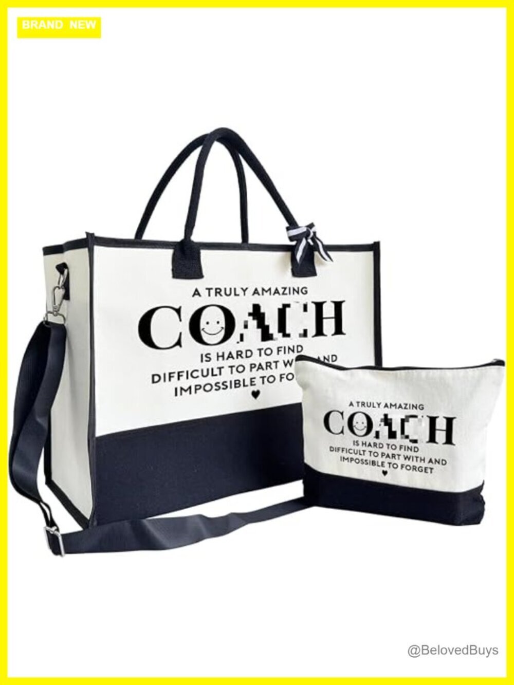 Canvas Tote Bag with Zipper, Large Shoulder Beach Bag, Detachable Strap